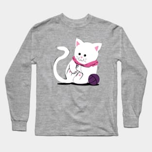 Cute Cat and a Wool Ball Long Sleeve T-Shirt